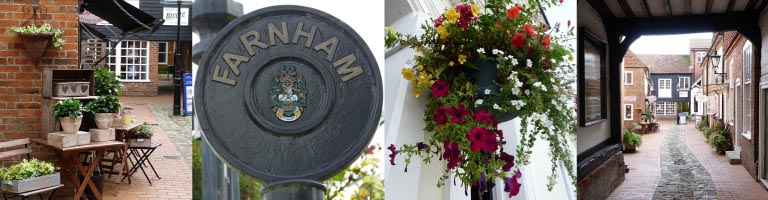 Views of Farnham's picturesque side streets and mews