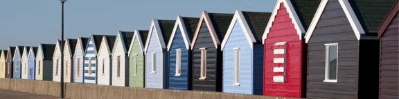 Beach huts in summer