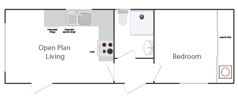 Floorplan for one bedroom home